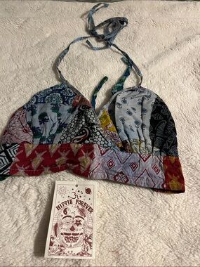 Patchwork Halter Bralette Top - Multicolor